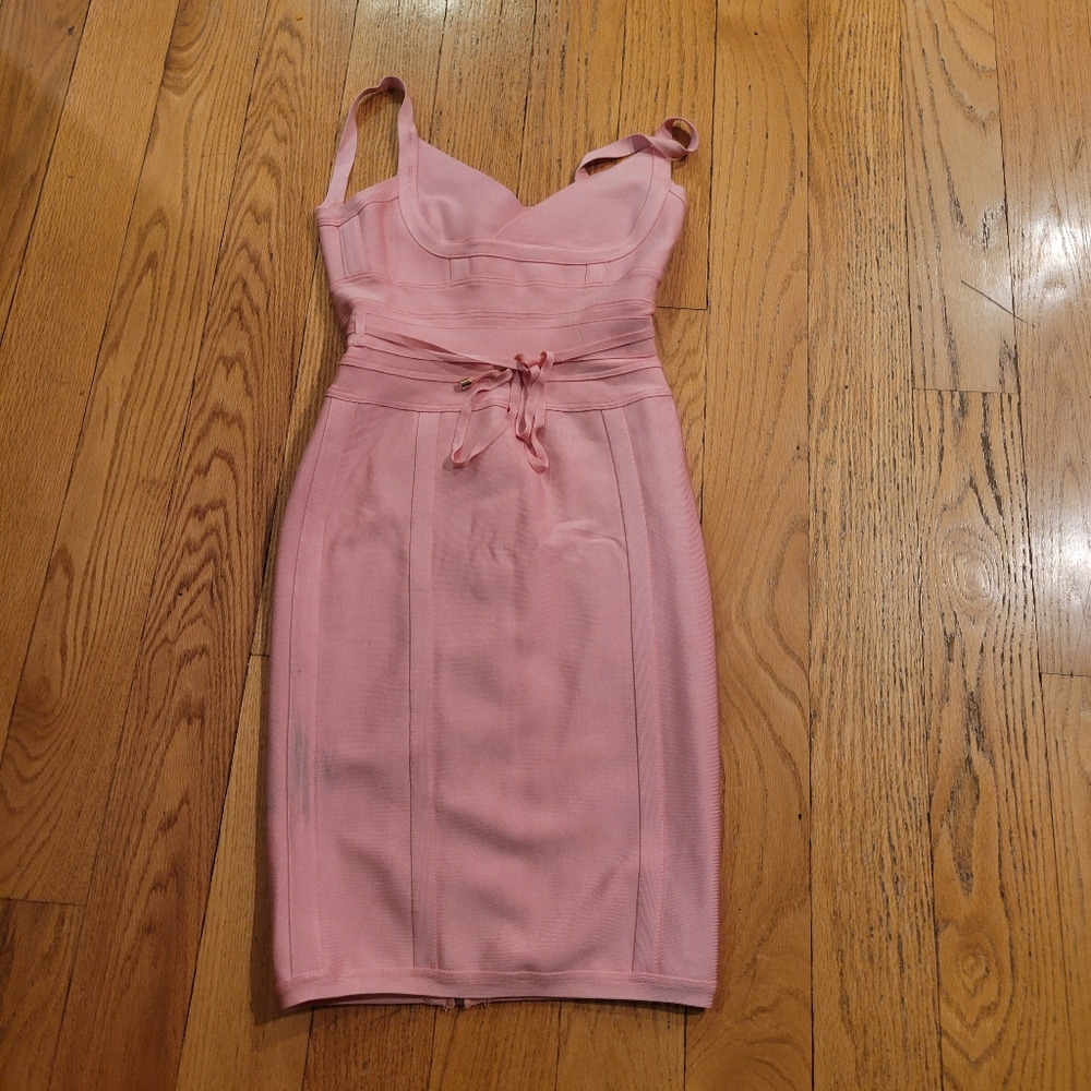 House Of CB Sexy Pink Strappy Bodycon Bandage Dress Size M